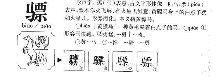 骠字字源字典