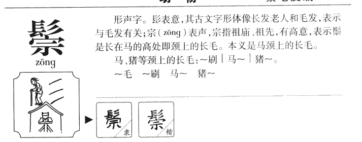 鬃字字源字典