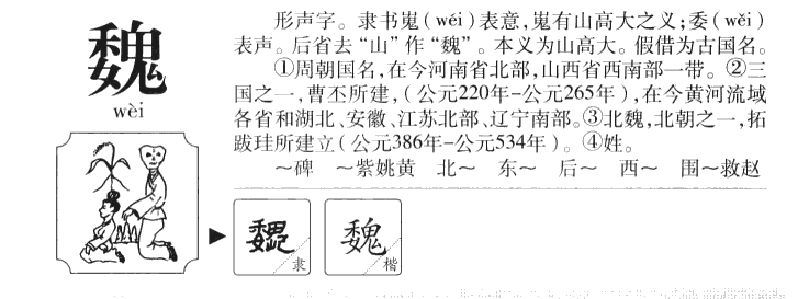 魏字字源字典