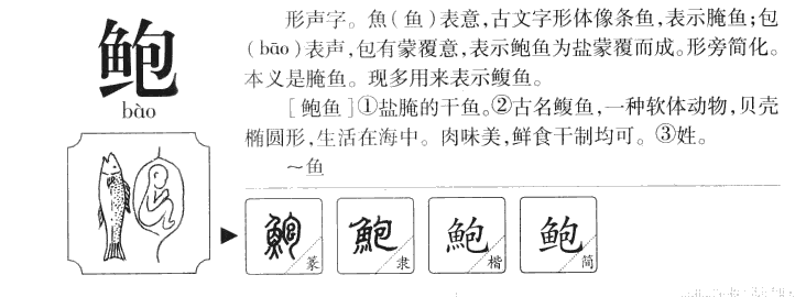 鲍字字源字典