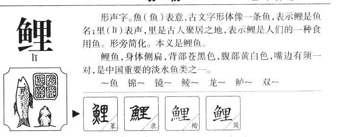 鲤字字源字典