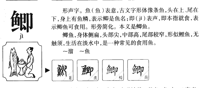 鲫字字源字典