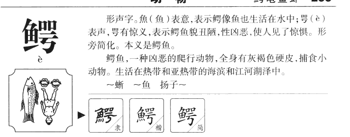 鳄字字源字典