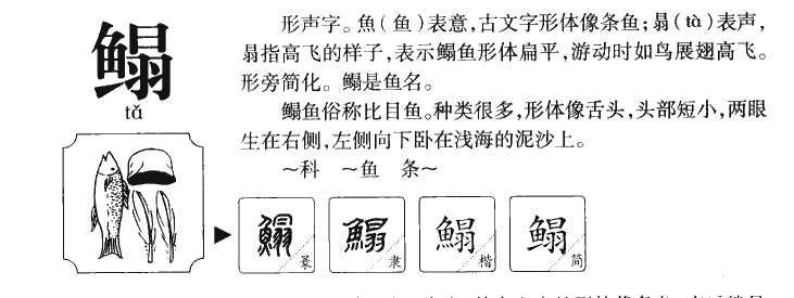 鳎字字源字典