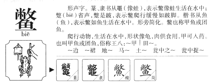 鳖字字源字典