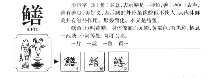 鳝字字源字典