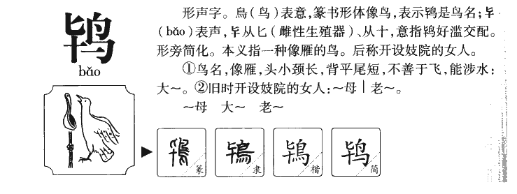 鸨字字源字典