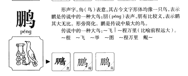 鹏字字源字典