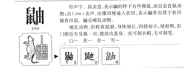 鼬字字源字典